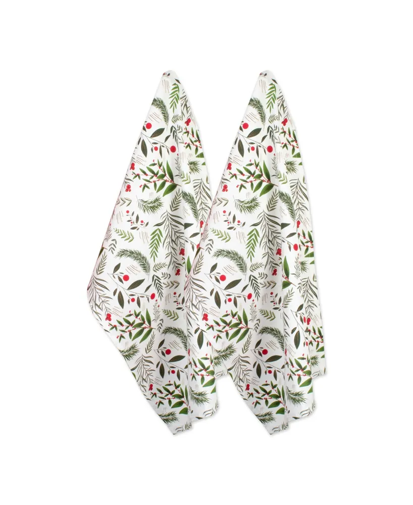 Design Imports Holiday Sprigs Printed Dishtowel Set