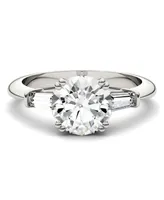 Moissanite Round and Baguette Engagement Ring (2-1/4 ct. tw.) 14k White Gold