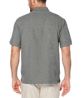 Cubavera Men's Big & Tall Pintuck Embroidered Chambray Shirt