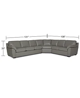 Lothan 3-Pc. Leather Queen Sleeper Sectional Sofa, Created for Macy's