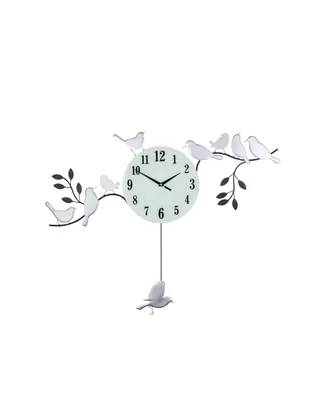 Three Star Wall Clock with Birds Sitting