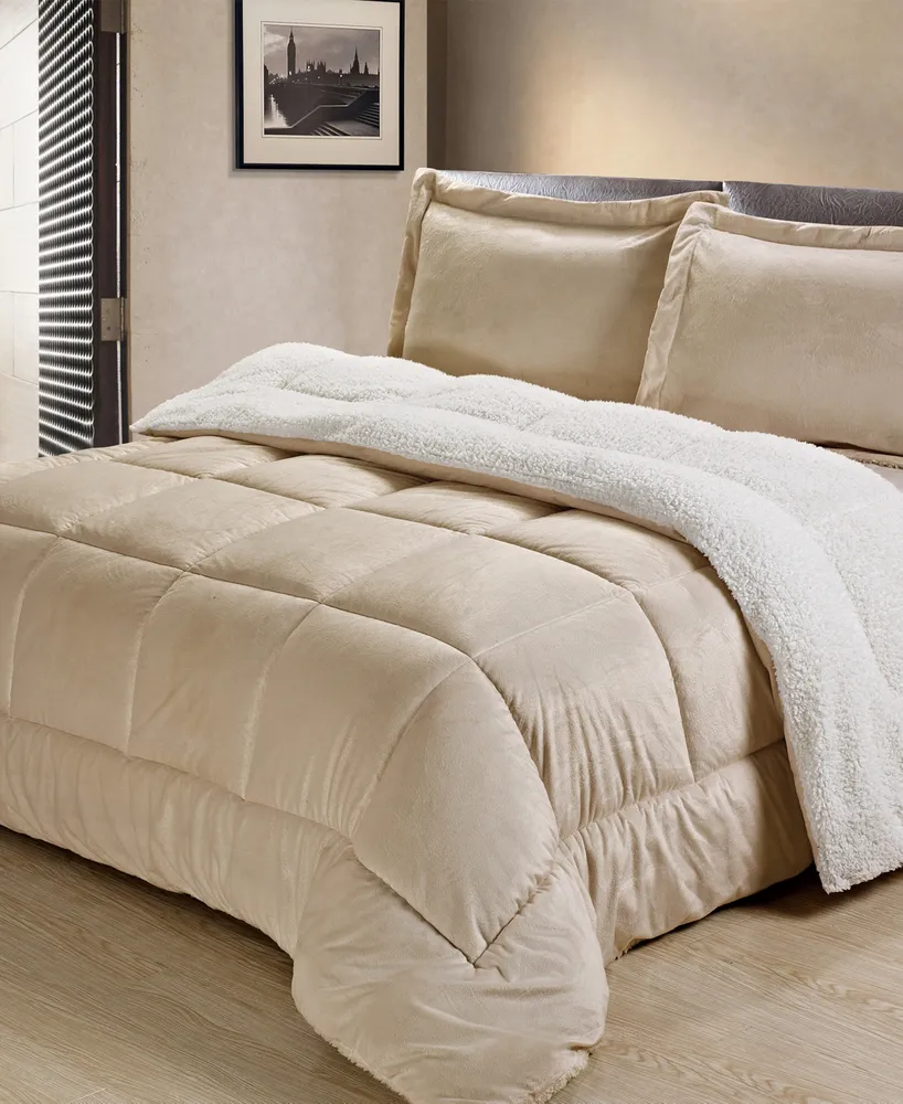 Ultimate Luxury Reversible Micromink and Sherpa Queen Bedding Comforter Set