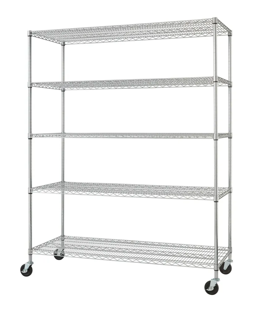 Trinity 5-Tier Heavy Duty Wire Shelving Rack with Nsf Includes Wheels