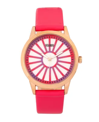 Crayo Unisex Electric Hot Pink Leatherette Strap Watch 41mm