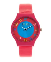 Crayo Unisex Jubilee Hot Pink Leatherette Strap Watch 36mm