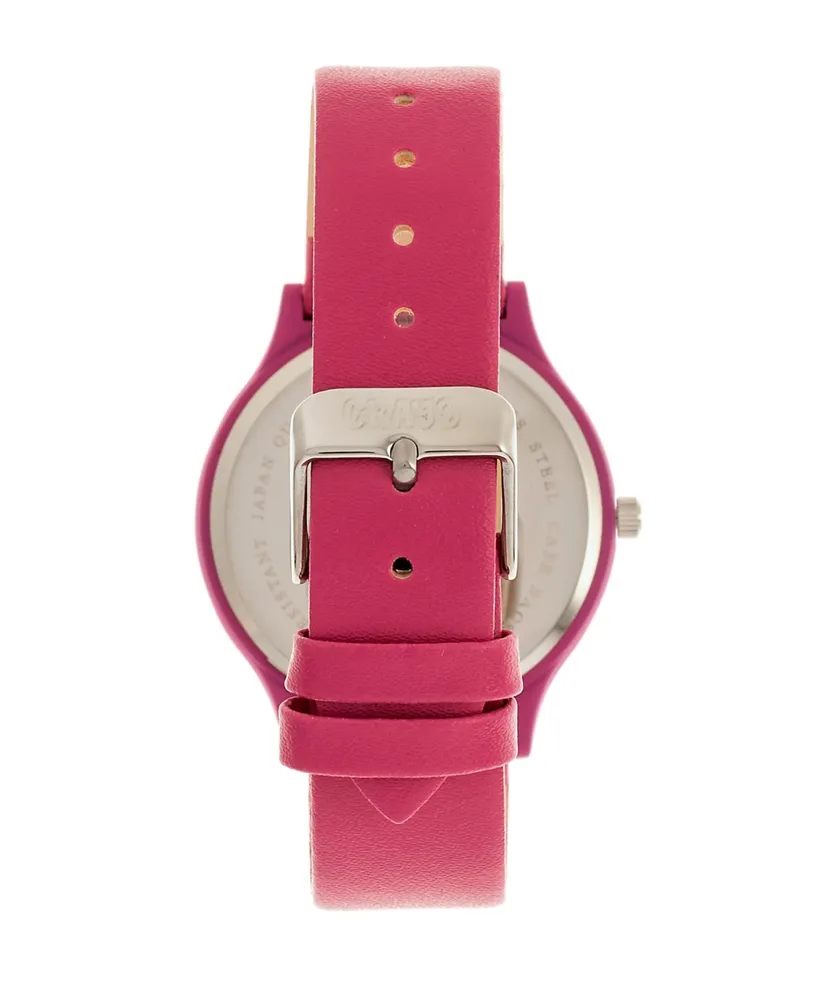 Crayo Unisex Trinity Hot Pink Leatherette Strap Watch 36mm