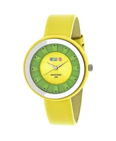 Crayo Unisex Celebration Yellow Genuine Leather Strap Watch 38mm