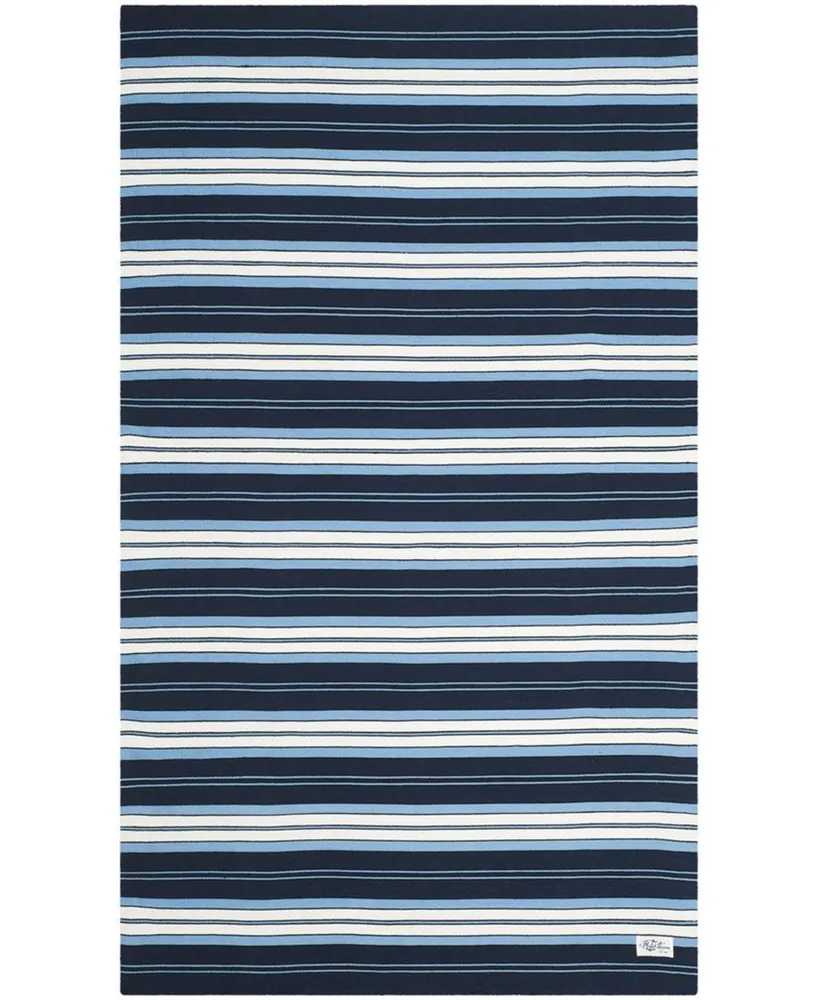 Lauren Ralph Lauren Leopold Stripe LRL2462A Navy 4' X 6' Outdoor Area Rug