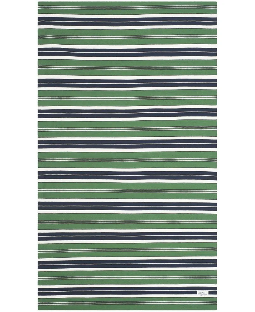 Lauren Ralph Lauren Leopold Stripe LRL2462K Green 5' X 8' Outdoor Area Rug