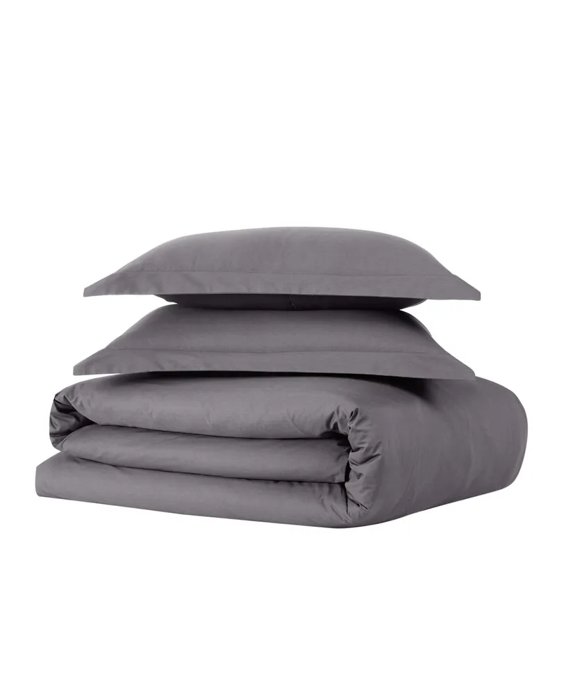 Brooklyn Loom Solid Cotton Percale King 3-Pc. Duvet Set