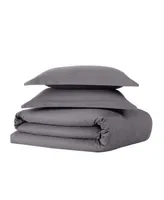 Brooklyn Loom Solid Cotton Percale King 3-Pc. Duvet Set