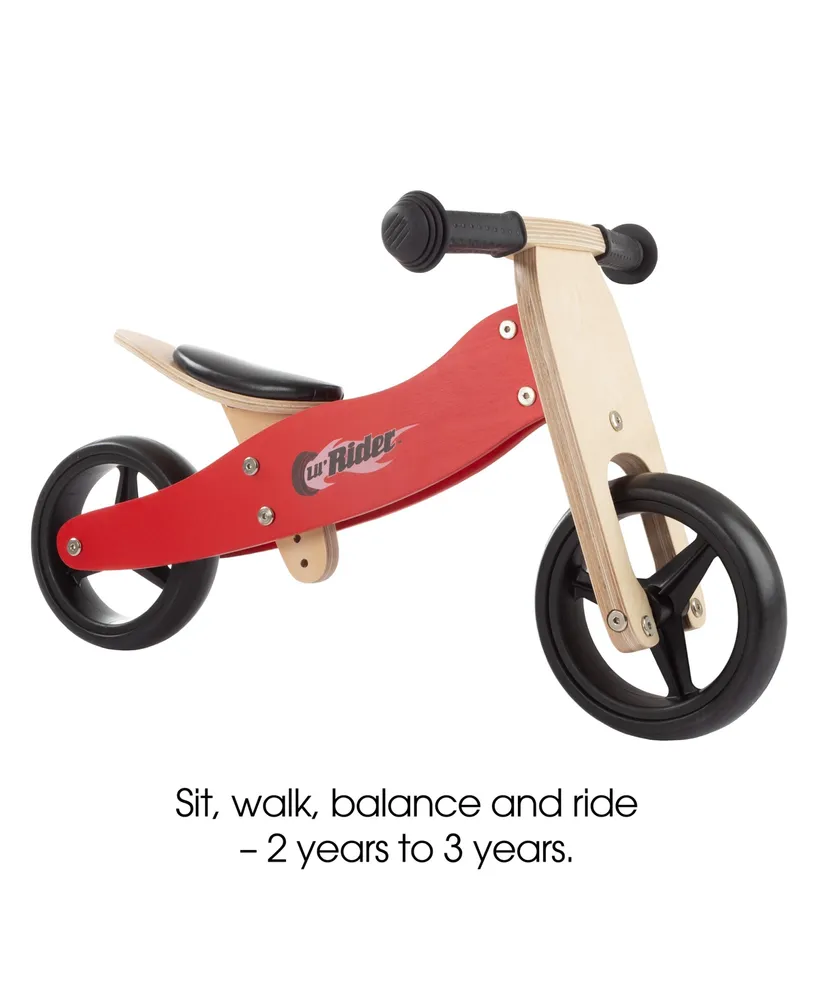 Lil' Rider 2-in-1 Wooden Balance Bike Push Tricycle