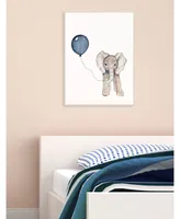 Stupell Industries Baby Elephant with Blue Balloon Canvas Wall Art, 24" x 30"