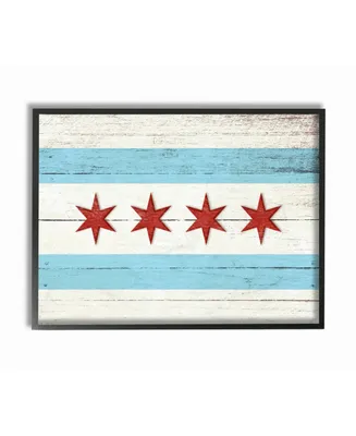 Stupell Industries Chicago Flag Distressed Wood Look Framed Giclee Art