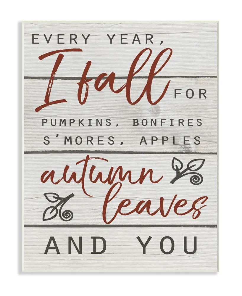 Stupell Industries Every Year I Fall For You Red and Gray Typography Wall Plaque Art, 10" x 15"