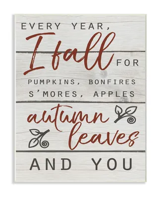 Stupell Industries Every Year I Fall For You Red and Gray Typography Wall Plaque Art, 10" x 15"