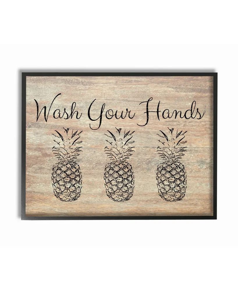 Stupell Industries Wash Your Hands Pineapple Framed Giclee Art, 11" x 14"