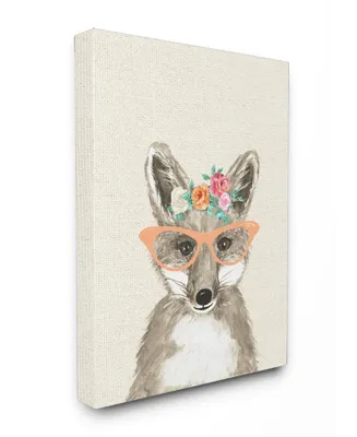 Stupell Industries Woodland Fox with Cat Eye Glasses Canvas Wall Art