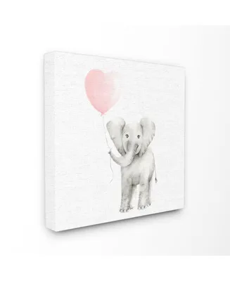 Stupell Industries Baby Elephant Heart Balloon Linen Look Canvas Wall Art, 17" x 17"