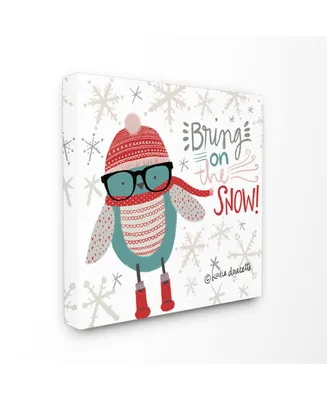 Stupell Industries Bring on the Snow Hipster Penguin Canvas Wall Art, 24" x 24"