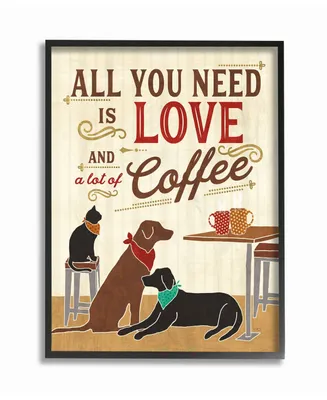 Stupell Industries All You Need is Love and Coffee Cats Dogs Framed Giclee Art