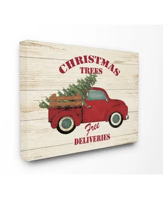 Stupell Industries Merry Christmas Vintage-Inspired Tree Truck Canvas Wall Art, 16" x 20"