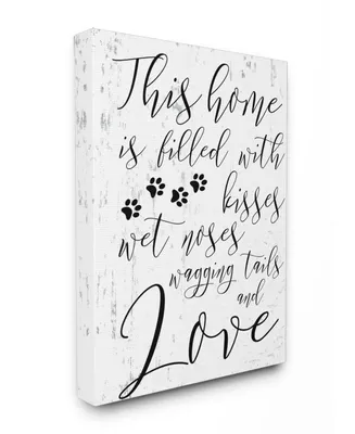 Stupell Industries Home Filled with Kisses and Wagging Tails Dogs Canvas Wall Art, 16" x 20"