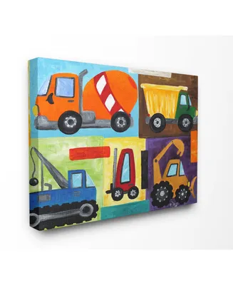 Stupell Industries Home Decor Construction Trucks Set Canvas Wall Art, 16" x 20"