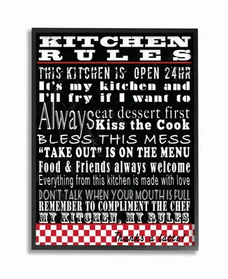 Stupell Industries Home Decor Collection Kitchen Rules Black Typography Framed Giclee Art, 11" x 14"