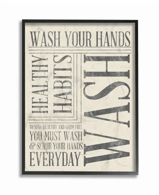 Stupell Industries Home Decor Wash Your Hands Typography Bathroom Framed Giclee Art, 11" x 14"