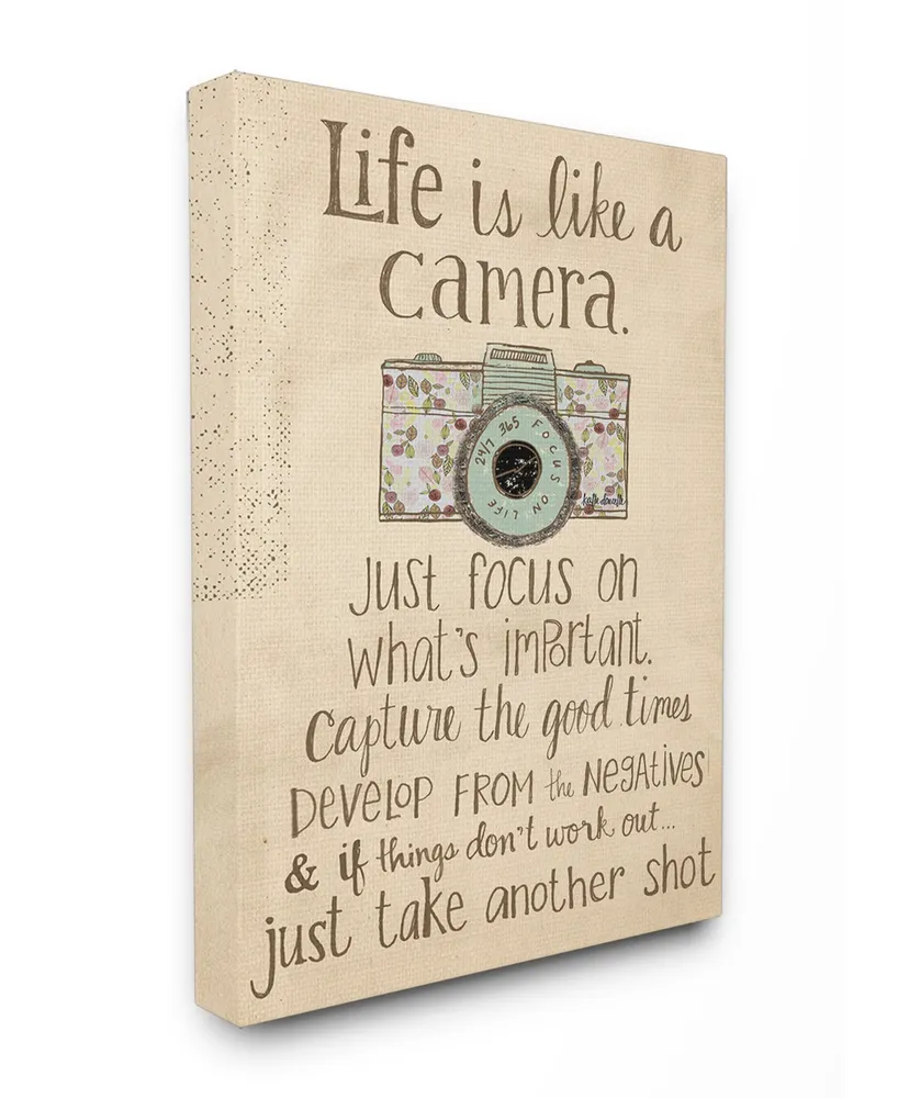 Stupell Industries Home Decor Life is Like A Camera Inspirational Canvas Wall Art, 24" x 30"