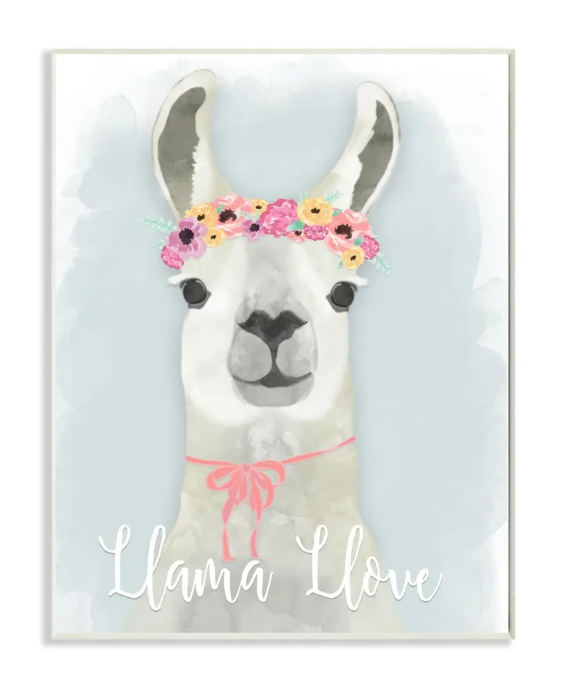 Stupell Industries Llama Love Pink Flower Tiara Wall Plaque Art, 12.5" x 18.5"