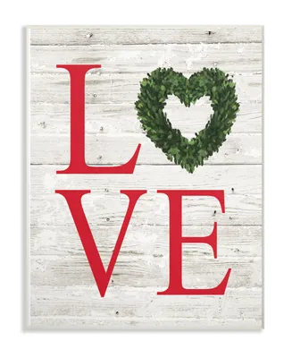 Stupell Industries Love Wreath Planked Wall Plaque Art, 12.5" x 18.5"