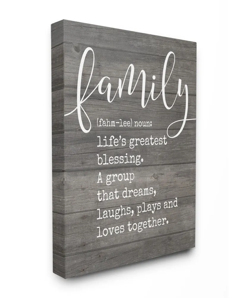 Stupell Industries Family Definition Planked Canvas Wall Art, 30" x 40"