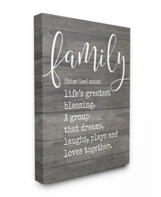 Stupell Industries Family Definition Planked Canvas Wall Art, 30" x 40"