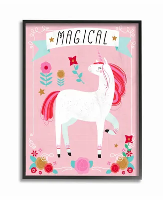 Stupell Industries Magical Colorful Unicorn Framed Giclee Art, 16" x 20"