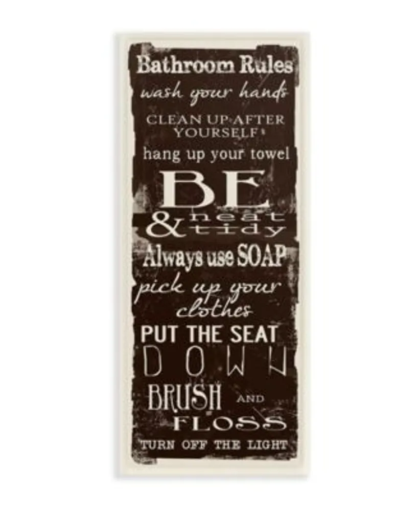 Stupell Industries Bathroom Rules Chocolate White Art Collection