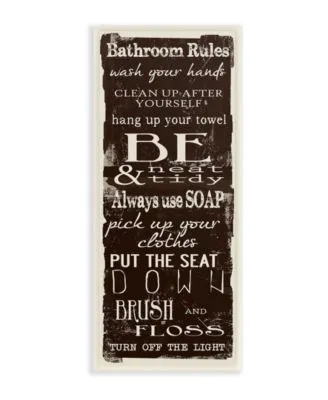 Stupell Industries Bathroom Rules Chocolate White Art Collection