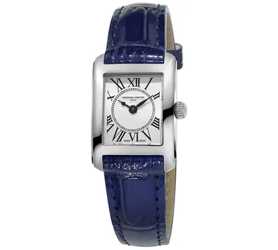 Frederique Constant Women's Swiss Classics Carree Blue Leather Strap Watch 23x21mm