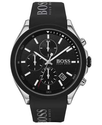 Hugo Boss Men's Chronograph Velocity Black Silicone Strap Watch 45mm