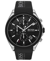 Hugo Boss Men's Chronograph Velocity Black Silicone Strap Watch 45mm