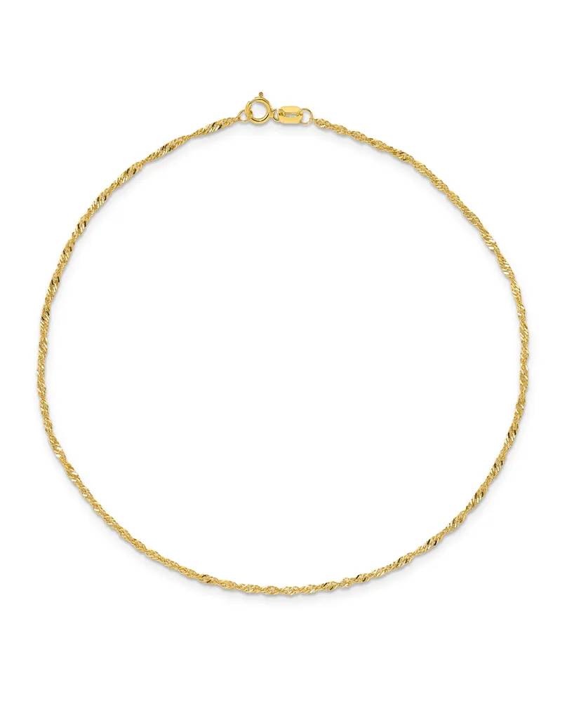 Singapore Chain Anklet in 14k Yellow Gold