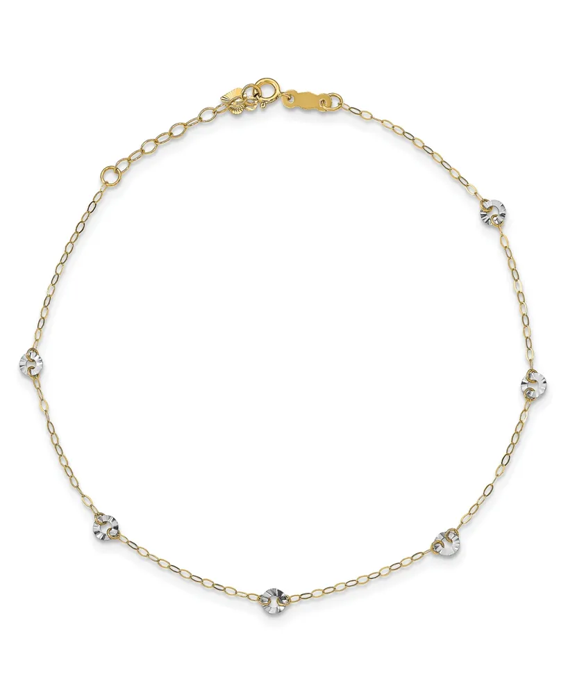 Circle Disc Anklet in 14k White and Yellow Gold