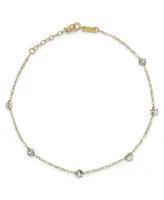 Circle Disc Anklet in 14k White and Yellow Gold