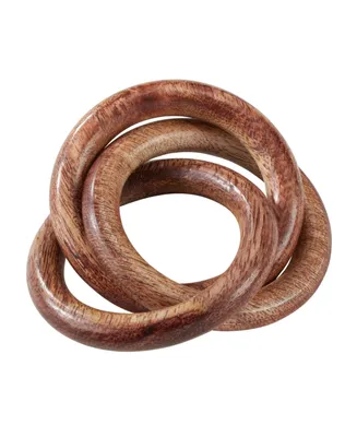 Saro Lifestyle Mango Wood Napkin Ring with Interlock Design, Set of 4