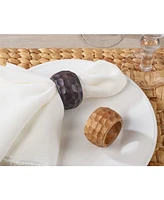 Saro Lifestyle Mango Wood Napkin Ring with Chunky Design, Set of 4