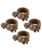 Saro Lifestyle Rustic Napkin Ring with Acorn Design, Set of 4