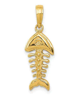 Fish Bone Pendant 14k Yellow Gold