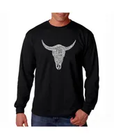 La Pop Art Men's Word Long Sleeve T-Shirt - Cowskull Country Hits