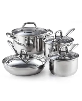 Cook N Home 8-Piece Stainless Steel Pots and Pans Cookware Set, Silver